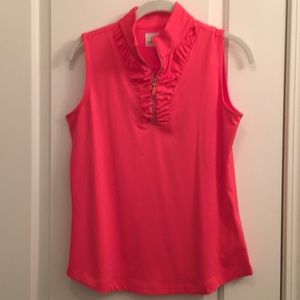 Coral sleeveless golf top